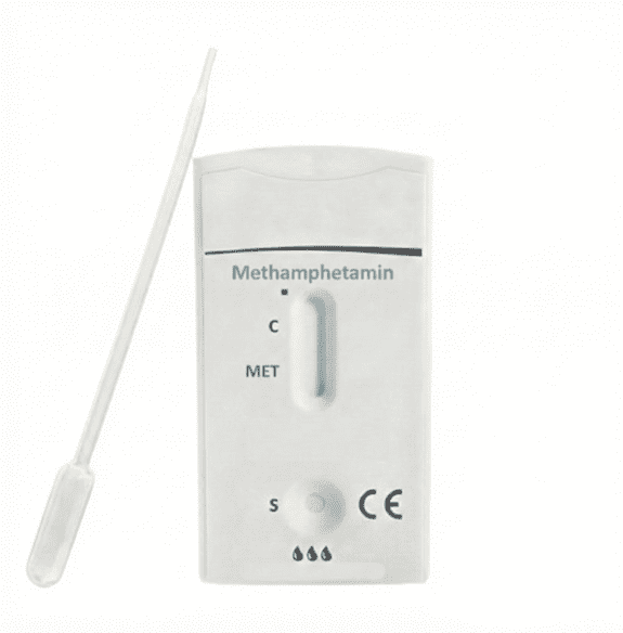 Diagnostik für Methamphetamin mit dem Medictest Schnelldiagnose-Kit.