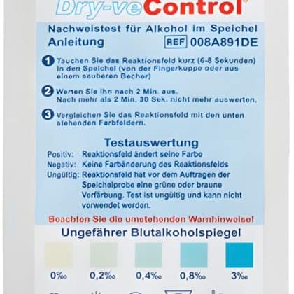 Bandelettes de test salivaire pour le dépistage de l'alcool ou de l'éthlyglucuronide