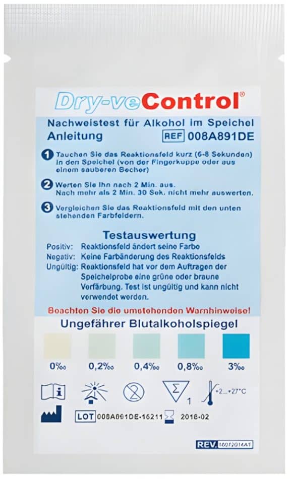Bandelettes de test salivaire pour le dépistage de l'alcool ou de l'éthlyglucuronide