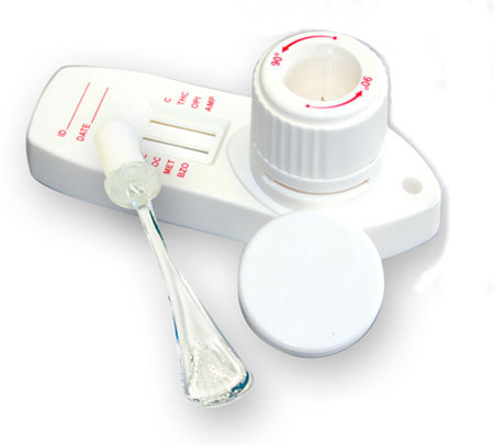 Préleveur de salive, tube de transfert de salive et cassette de test pour 5 drogues différentes